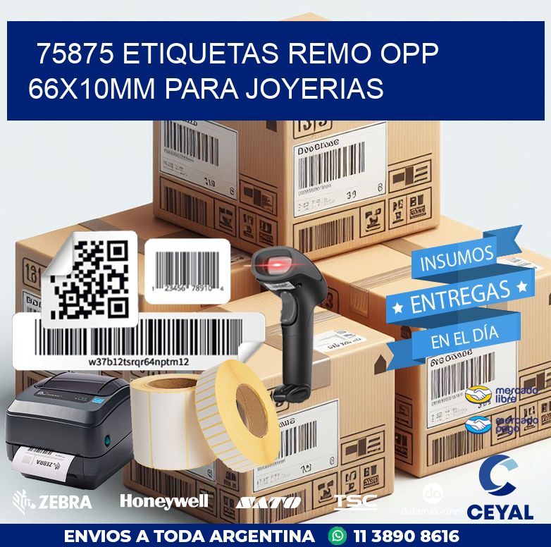 75875 ETIQUETAS REMO OPP 66X10MM PARA JOYERIAS