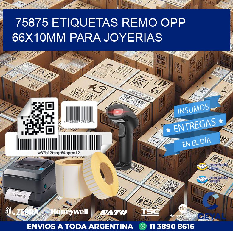 75875 ETIQUETAS REMO OPP 66X10MM PARA JOYERIAS