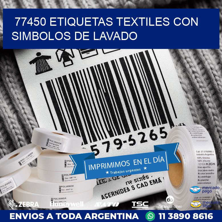 77450 ETIQUETAS TEXTILES CON SIMBOLOS DE LAVADO