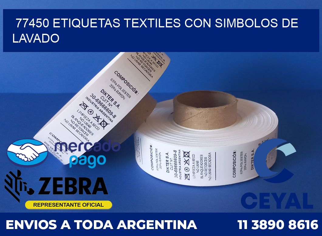 77450 ETIQUETAS TEXTILES CON SIMBOLOS DE LAVADO