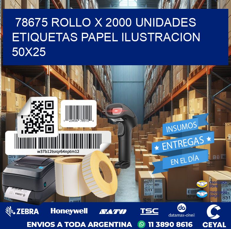 78675 ROLLO X 2000 UNIDADES ETIQUETAS PAPEL ILUSTRACION 50X25