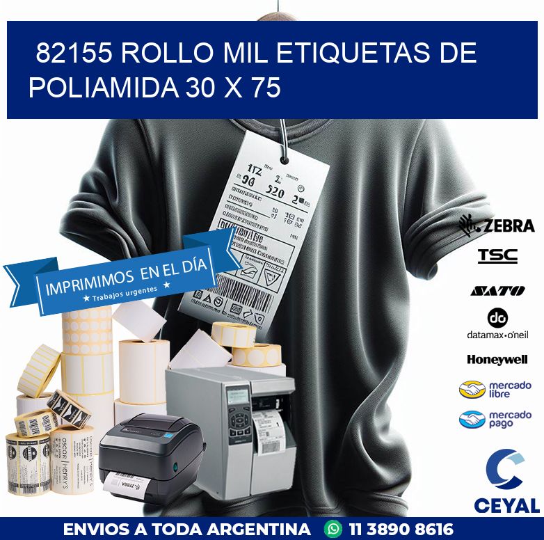 82155 ROLLO MIL ETIQUETAS DE POLIAMIDA 30 X 75