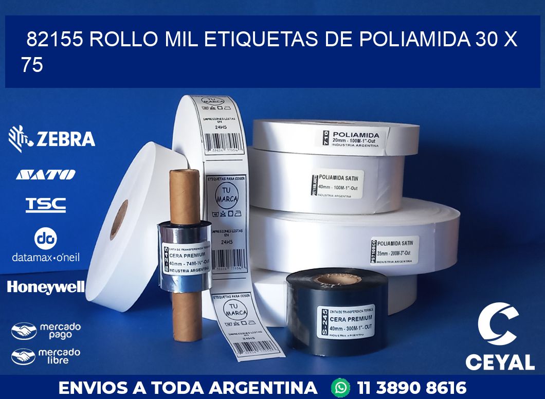 82155 ROLLO MIL ETIQUETAS DE POLIAMIDA 30 X 75