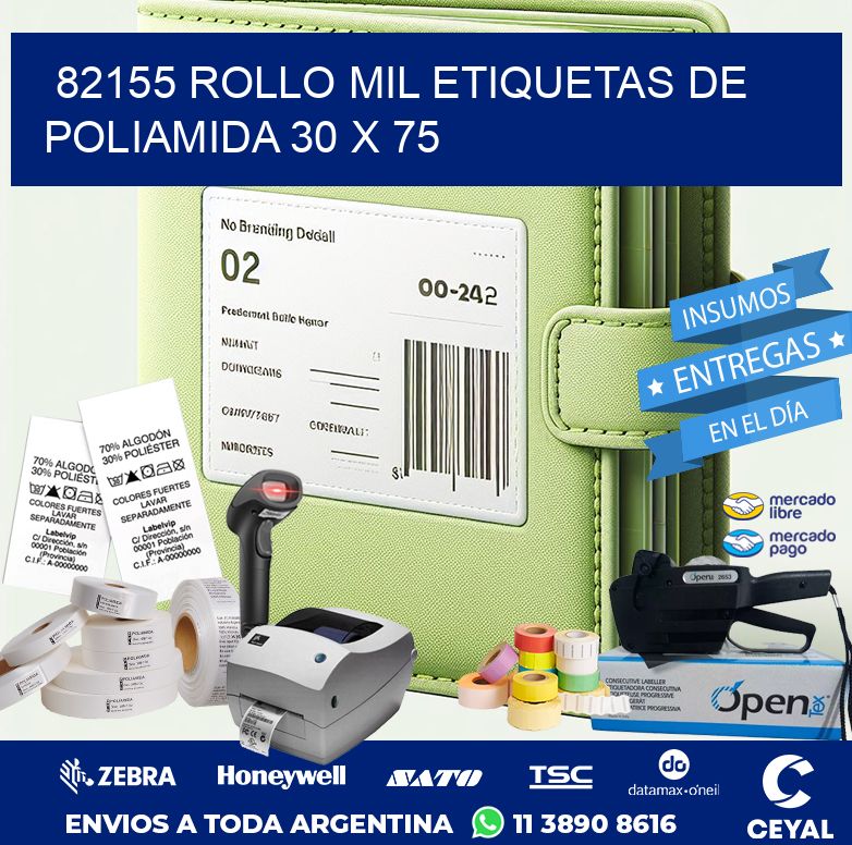 82155 ROLLO MIL ETIQUETAS DE POLIAMIDA 30 X 75