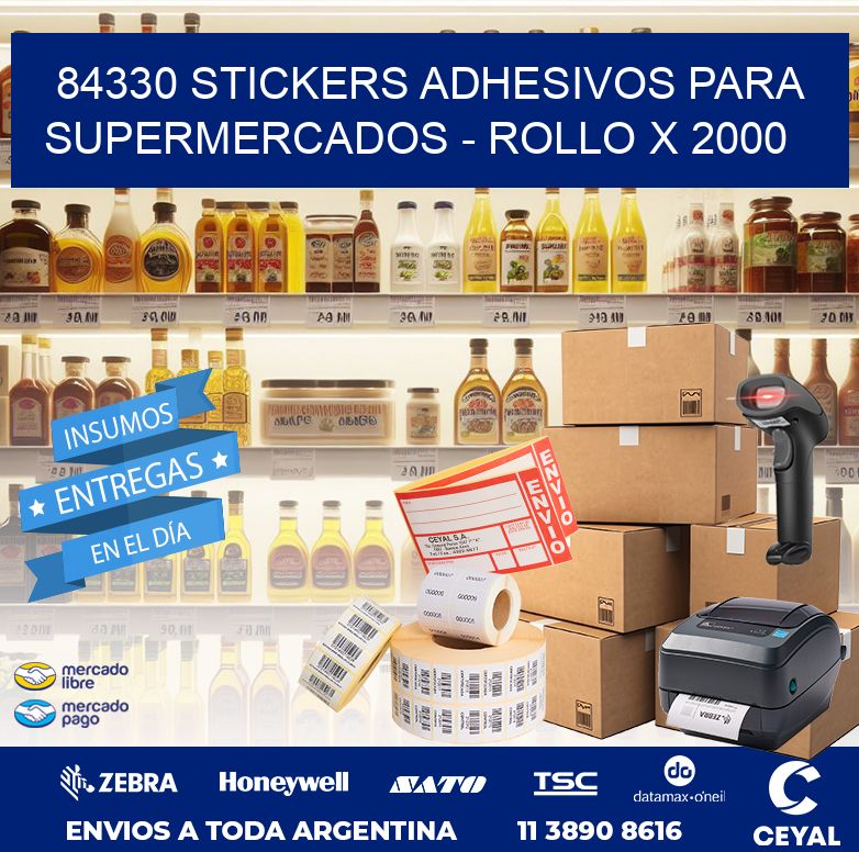 84330 STICKERS ADHESIVOS PARA SUPERMERCADOS - ROLLO X 2000