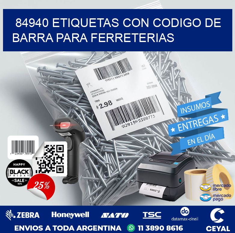 84940 ETIQUETAS CON CODIGO DE BARRA PARA FERRETERIAS