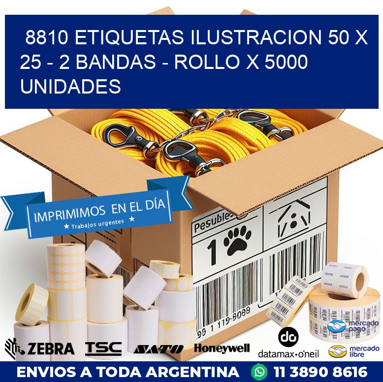 8810 ETIQUETAS ILUSTRACION 50 X 25 – 2 BANDAS – ROLLO X 5000 UNIDADES