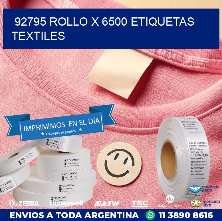 92795 ROLLO X 6500 ETIQUETAS TEXTILES