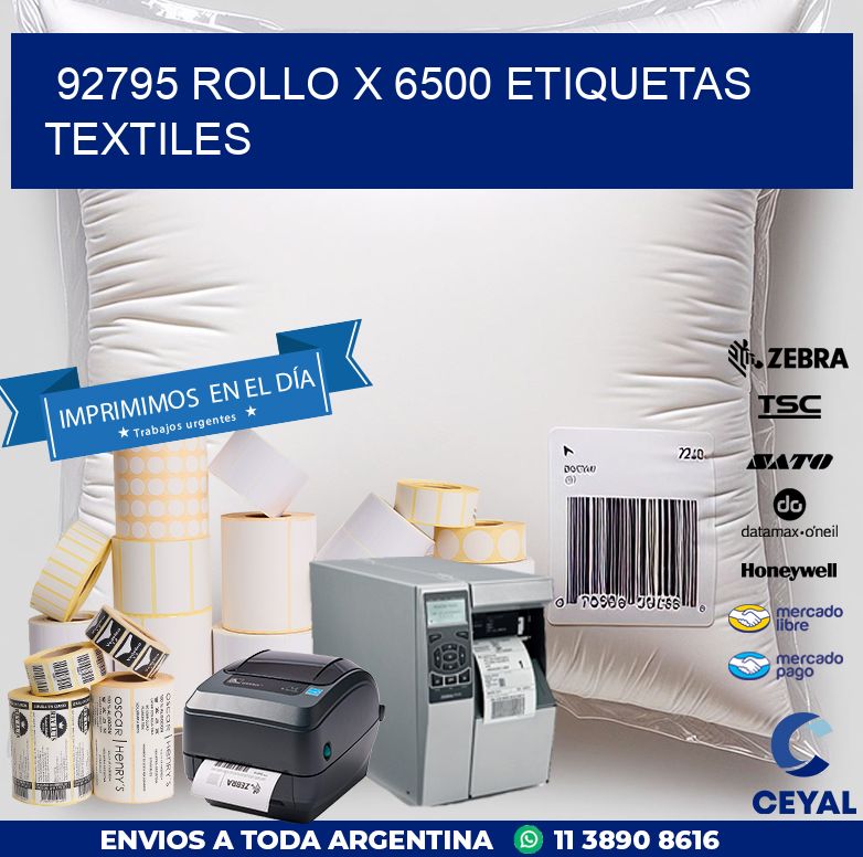 92795 ROLLO X 6500 ETIQUETAS TEXTILES