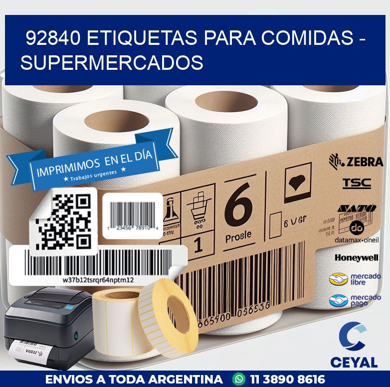 92840 ETIQUETAS PARA COMIDAS - SUPERMERCADOS