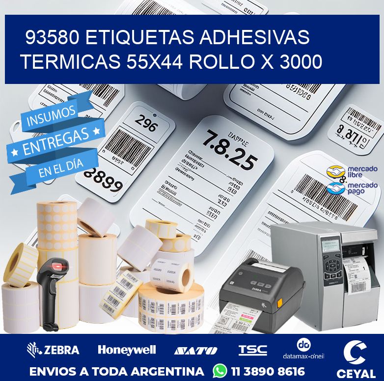 93580 ETIQUETAS ADHESIVAS TERMICAS 55X44 ROLLO X 3000