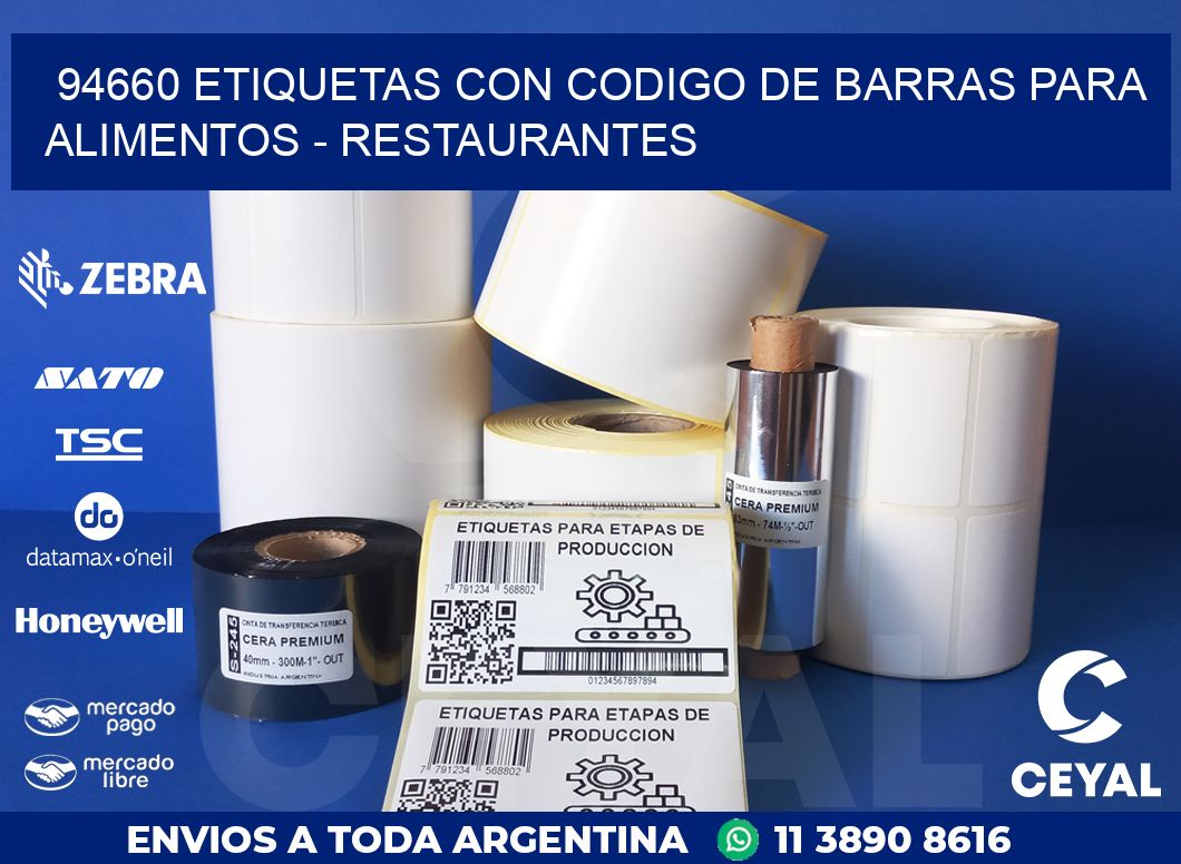 94660 ETIQUETAS CON CODIGO DE BARRAS PARA ALIMENTOS - RESTAURANTES