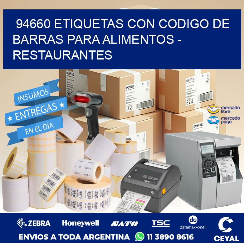 94660 ETIQUETAS CON CODIGO DE BARRAS PARA ALIMENTOS - RESTAURANTES