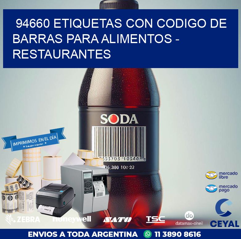 94660 ETIQUETAS CON CODIGO DE BARRAS PARA ALIMENTOS - RESTAURANTES