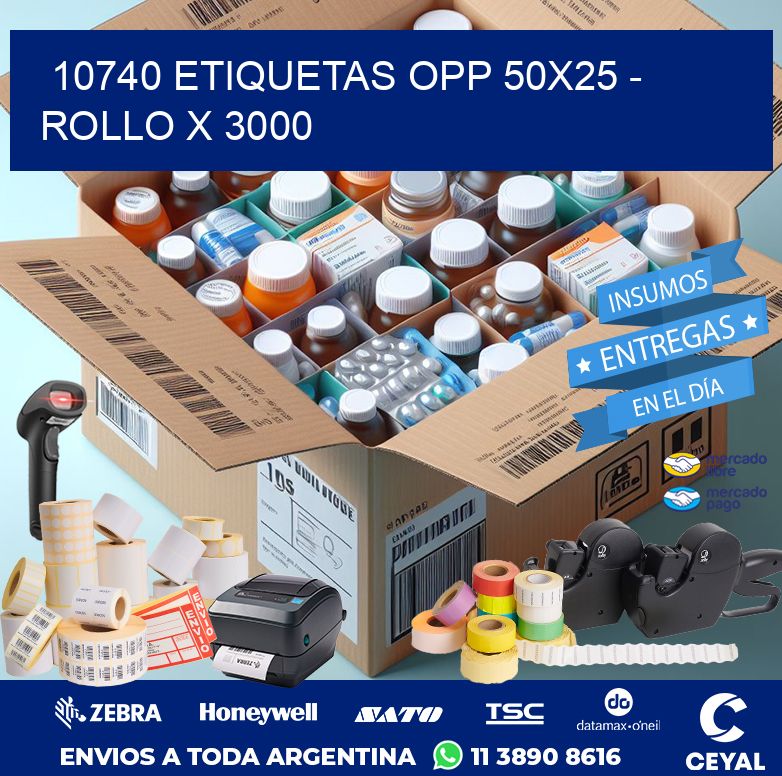 10740 ETIQUETAS OPP 50X25 - ROLLO X 3000