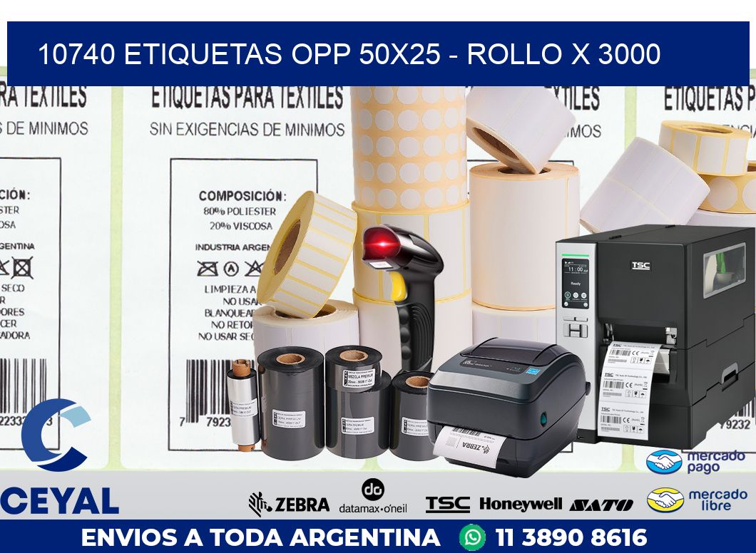 10740 ETIQUETAS OPP 50X25 - ROLLO X 3000