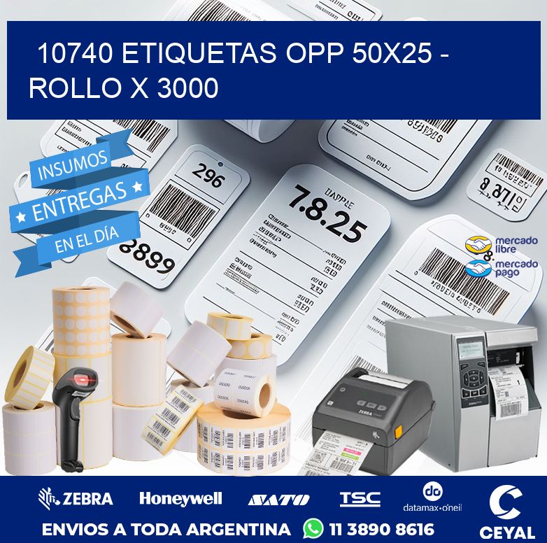 10740 ETIQUETAS OPP 50X25 - ROLLO X 3000