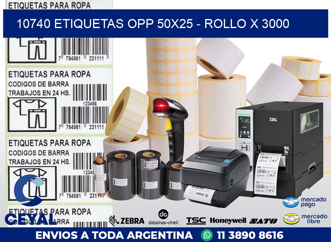 10740 ETIQUETAS OPP 50X25 - ROLLO X 3000