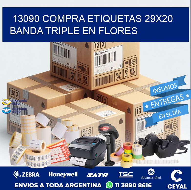 13090 COMPRA ETIQUETAS 29X20 BANDA TRIPLE EN FLORES