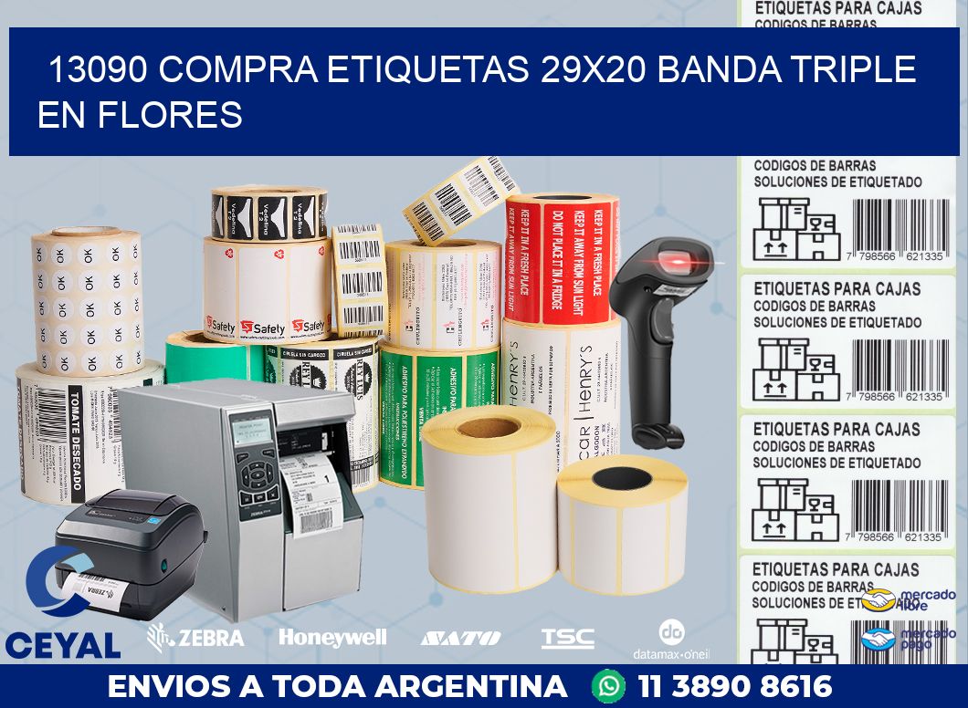 13090 COMPRA ETIQUETAS 29X20 BANDA TRIPLE EN FLORES