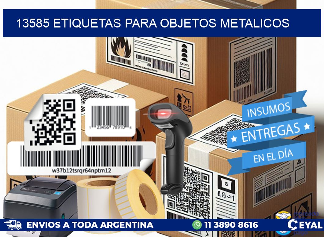 13585 etiquetas para objetos metalicos