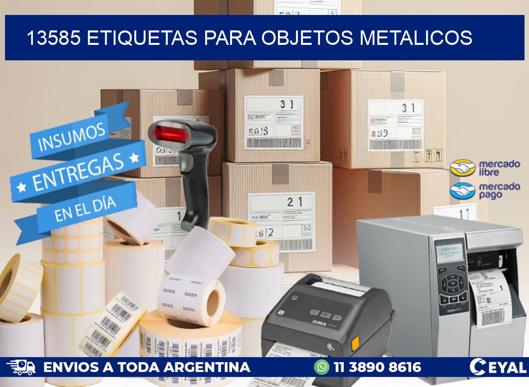 13585 etiquetas para objetos metalicos