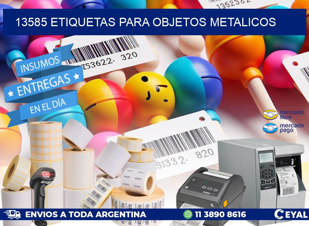 13585 etiquetas para objetos metalicos