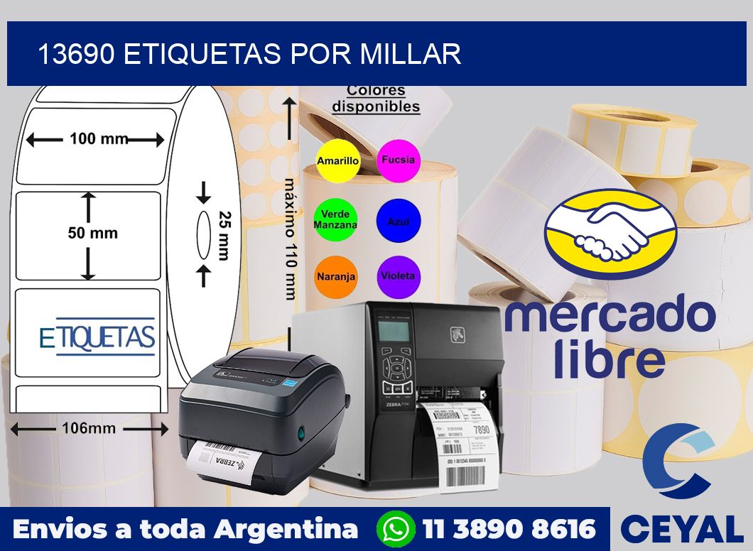 13690 etiquetas por millar