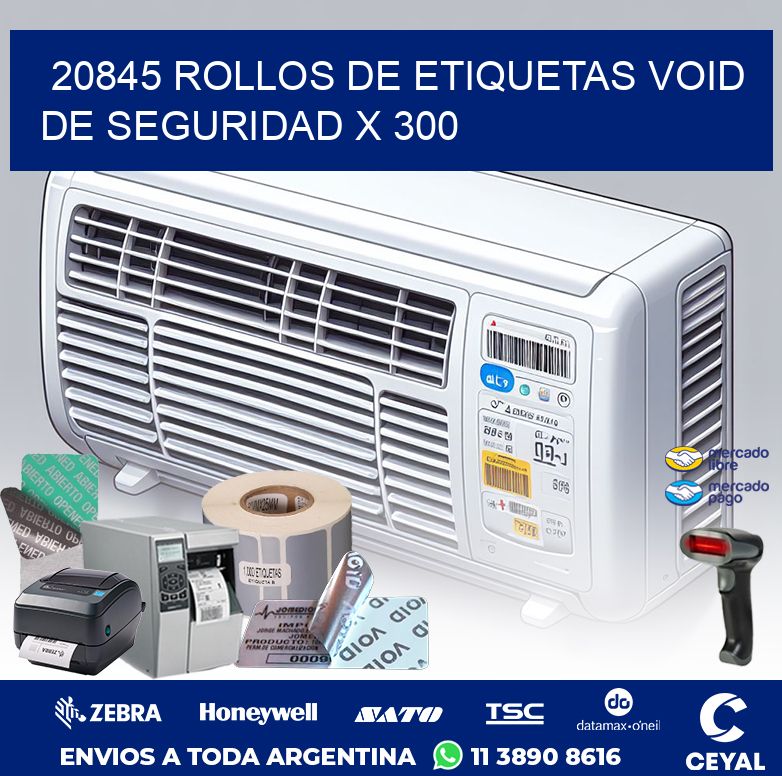 20845 ROLLOS DE ETIQUETAS VOID DE SEGURIDAD X 300