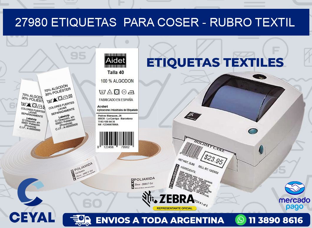 27980 ETIQUETAS  PARA COSER - RUBRO TEXTIL