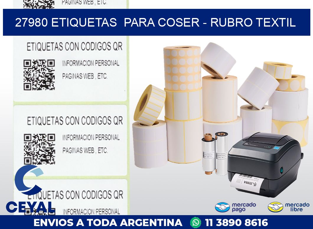 27980 ETIQUETAS  PARA COSER - RUBRO TEXTIL