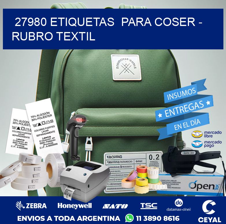 27980 ETIQUETAS  PARA COSER - RUBRO TEXTIL