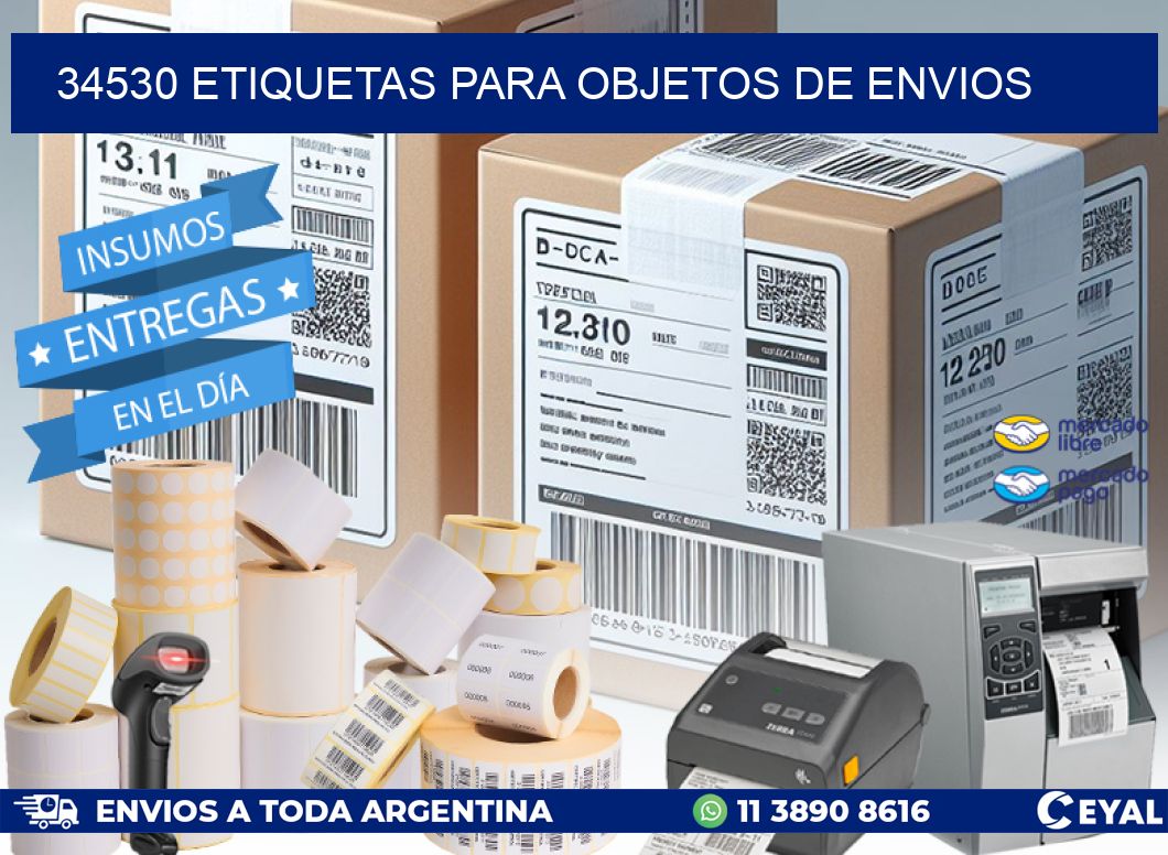 34530 etiquetas para objetos de envios