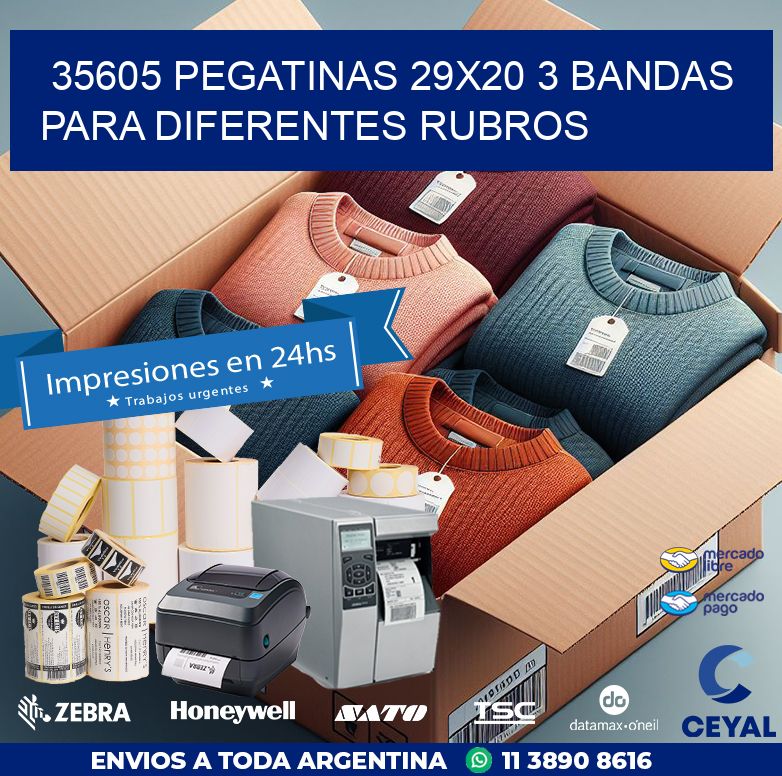 35605 PEGATINAS 29X20 3 BANDAS PARA DIFERENTES RUBROS