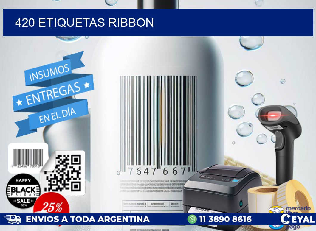 420 ETIQUETAS RIBBON