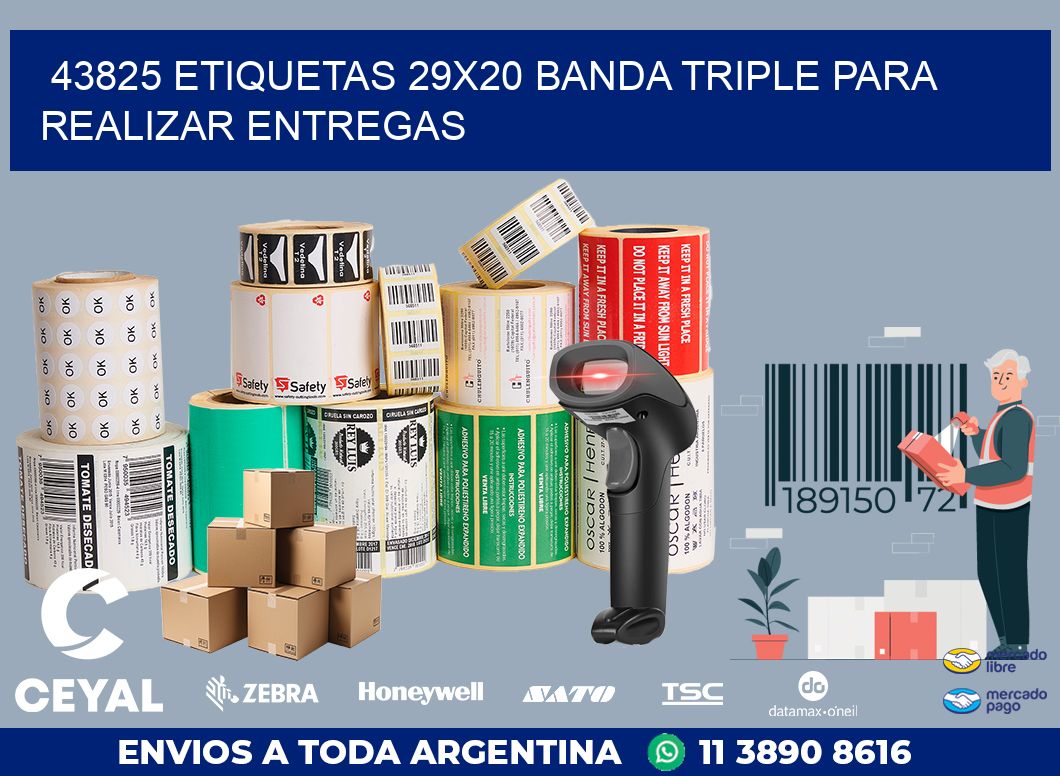 43825 ETIQUETAS 29X20 BANDA TRIPLE PARA REALIZAR ENTREGAS