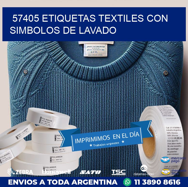 57405 ETIQUETAS TEXTILES CON SIMBOLOS DE LAVADO