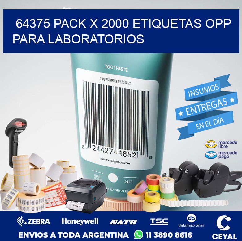 64375 PACK X 2000 ETIQUETAS OPP PARA LABORATORIOS