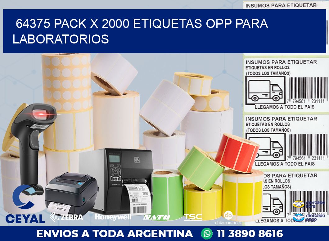 64375 PACK X 2000 ETIQUETAS OPP PARA LABORATORIOS