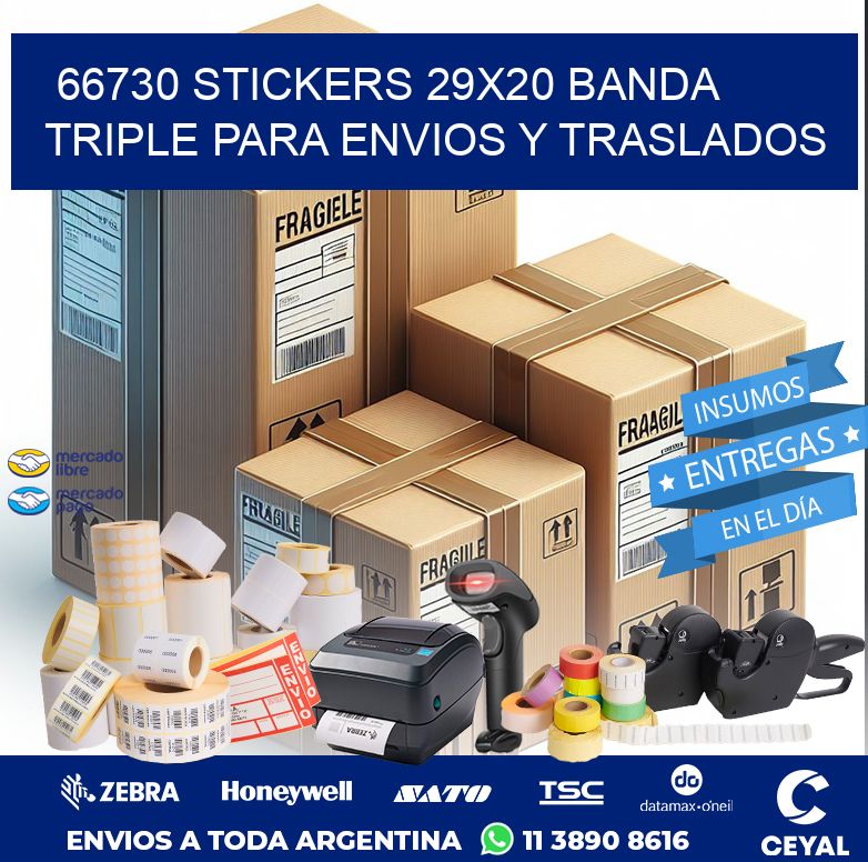 66730 STICKERS 29X20 BANDA TRIPLE PARA ENVIOS Y TRASLADOS