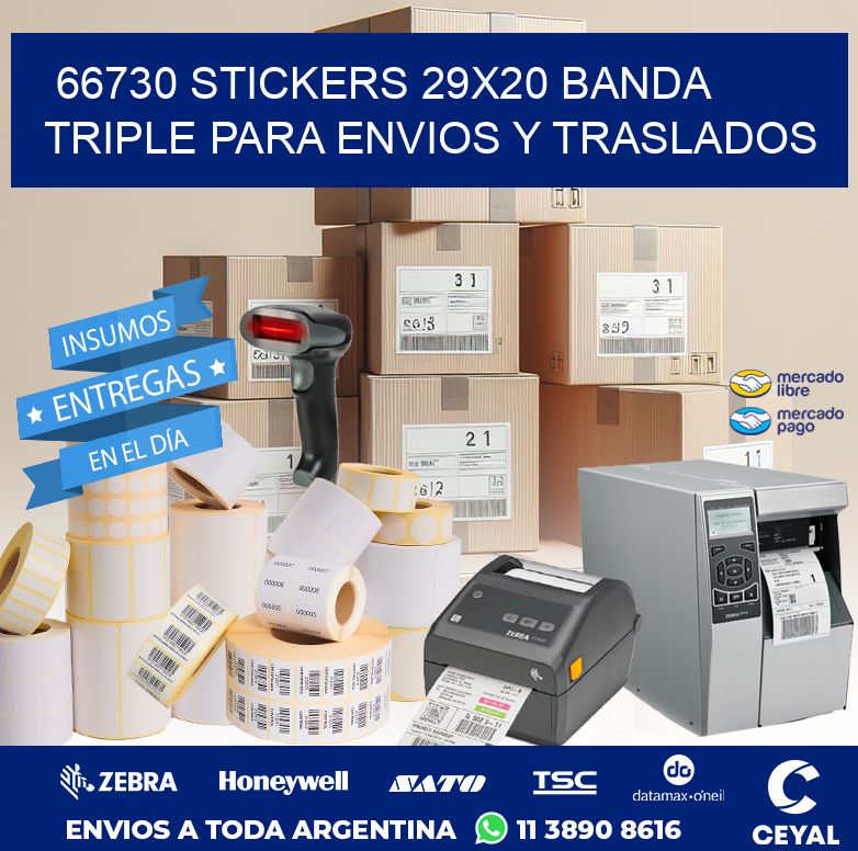 66730 STICKERS 29X20 BANDA TRIPLE PARA ENVIOS Y TRASLADOS