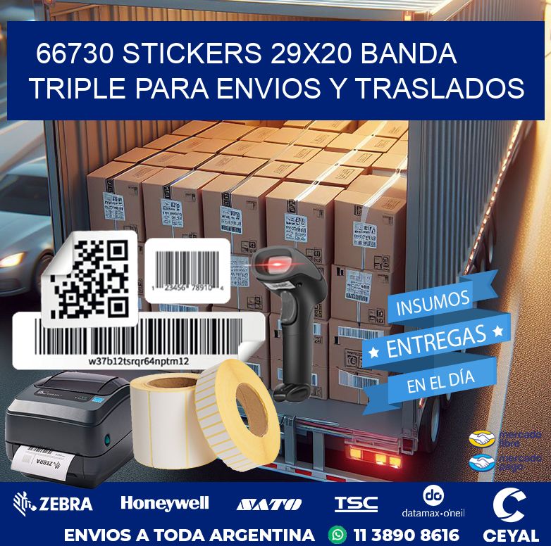 66730 STICKERS 29X20 BANDA TRIPLE PARA ENVIOS Y TRASLADOS