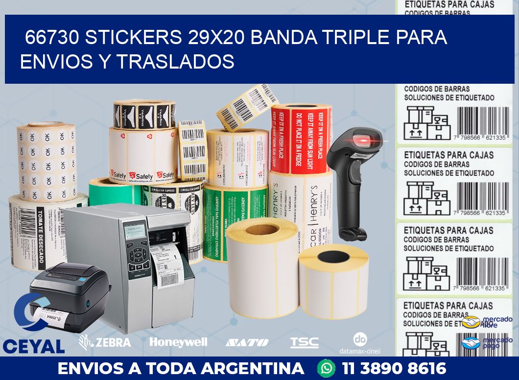 66730 STICKERS 29X20 BANDA TRIPLE PARA ENVIOS Y TRASLADOS