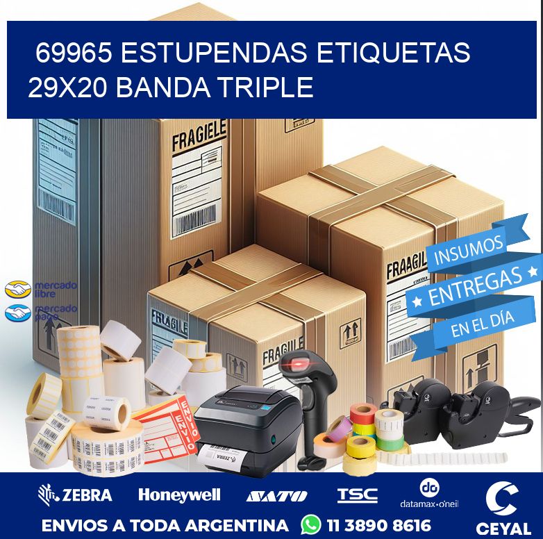 69965 ESTUPENDAS ETIQUETAS 29X20 BANDA TRIPLE