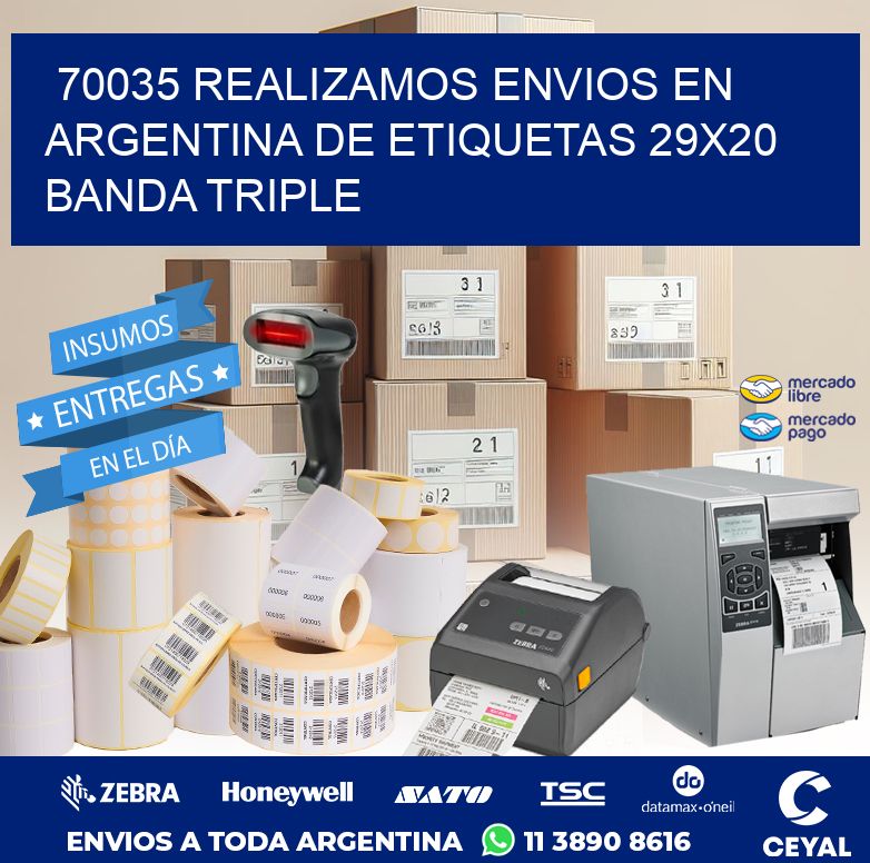 70035 REALIZAMOS ENVIOS EN ARGENTINA DE ETIQUETAS 29X20 BANDA TRIPLE