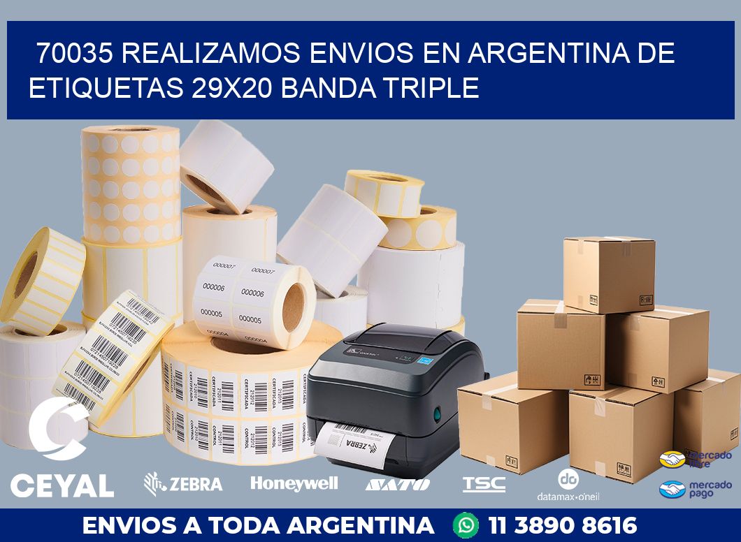 70035 REALIZAMOS ENVIOS EN ARGENTINA DE ETIQUETAS 29X20 BANDA TRIPLE