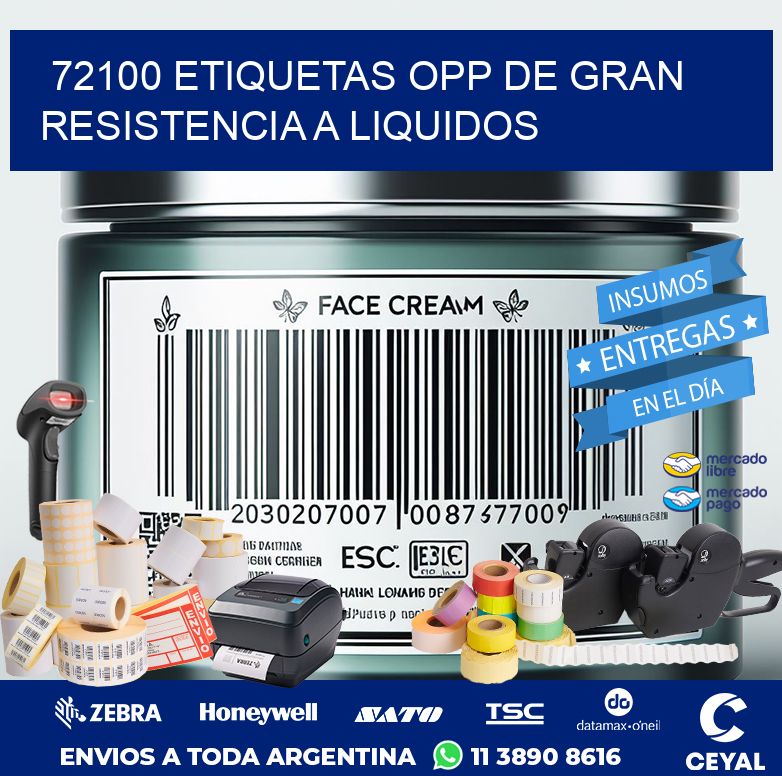 72100 ETIQUETAS OPP DE GRAN RESISTENCIA A LIQUIDOS