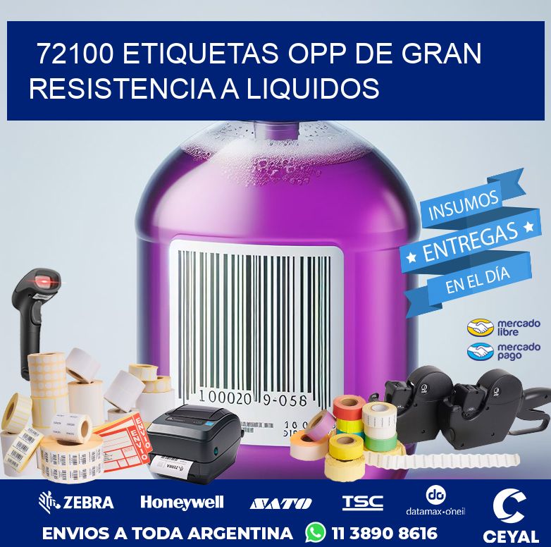 72100 ETIQUETAS OPP DE GRAN RESISTENCIA A LIQUIDOS