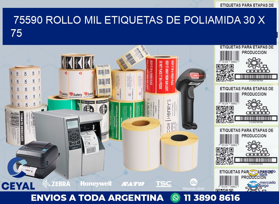 75590 ROLLO MIL ETIQUETAS DE POLIAMIDA 30 X 75