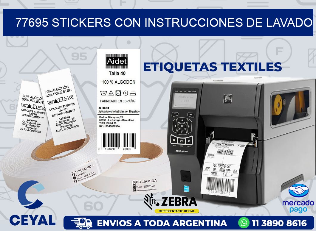 77695 STICKERS CON INSTRUCCIONES DE LAVADO